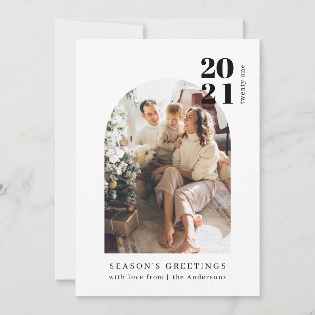 Convite Festa de Natal da Família de Fotografias Minimalis (Frente)