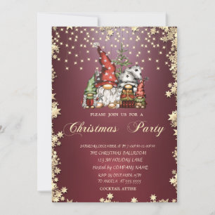 Convite Festa de Natal da Família de Gnomos com Estrelas D