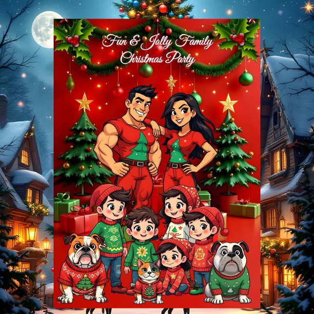 Convite Festa de Natal da Família Divertida Suportes Feios (Criador carregado)