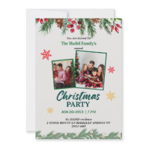 Festa de Natal da Família em Foto Vintage Verde e