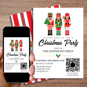 Convite Festa de Natal da Família Nutcracker com QR code R