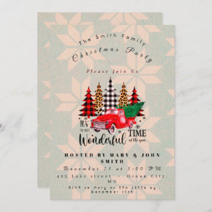 Convite Festa de Natal da Família Russa do Caminhão Vermel