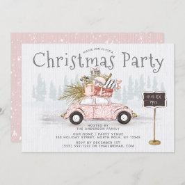 Convite Festa de Natal da Floresta carro vintage