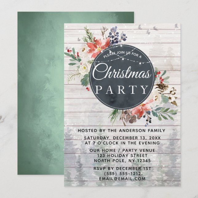 Convite Festa de Natal da Floresta de inverno Russa (Frente/Verso)