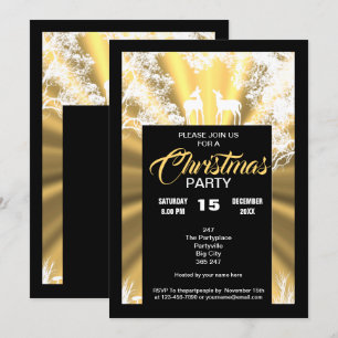Convite Festa de Natal da floresta Dourada e de campo negr