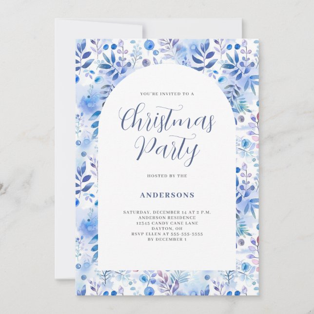 Convite Festa de Natal da Folia de inverno Azul (Frente)