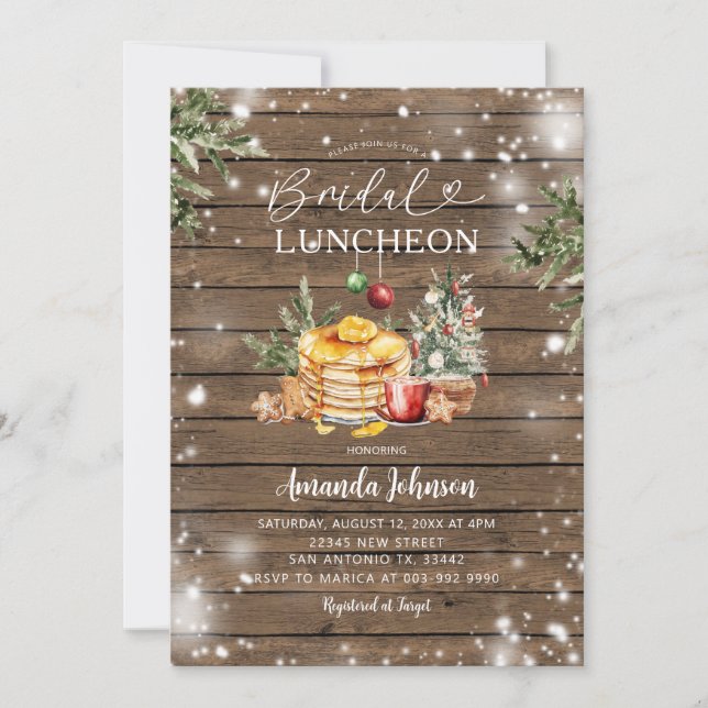 Convite Festa de Natal da Madeira russa de inverno Bridal  (Frente)