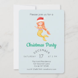 Convite Festa de Natal da Mermaid Watercolor
