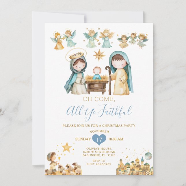 Convite Festa de Natal da Natividade Cristã Religiosa (Frente)