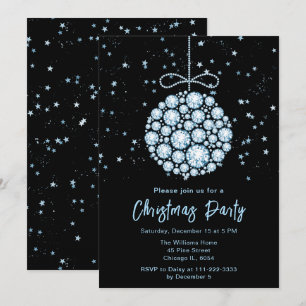 Convite Festa de Natal da Ornament Glam Blue