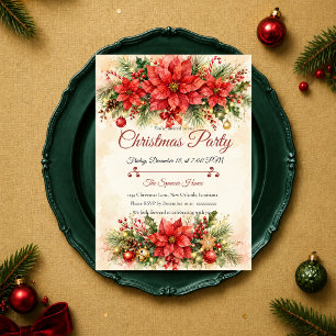 Convite Festa de Natal da Poinsettia Elegante
