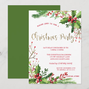 Convite Festa de Natal da Stylish Holly Berries Company
