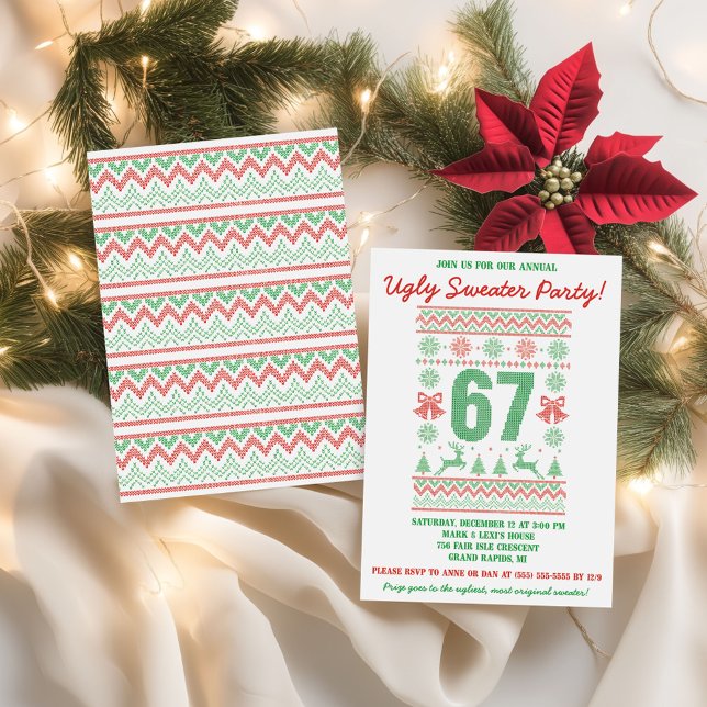 Convite Festa de Natal da Suéter Feia 67 para Crianças (Criador carregado)
