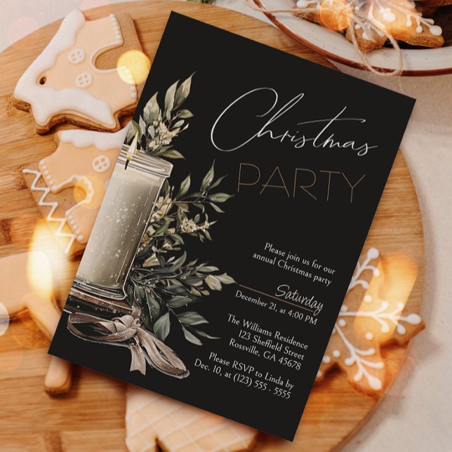 Convite Festa de Natal da Vela Negra Elegante (Invite your guests to your Christmas celebration with this heartwarming holiday invitation.)