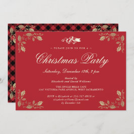 Convite Festa de Natal da Xadrez Dourada Vermelha