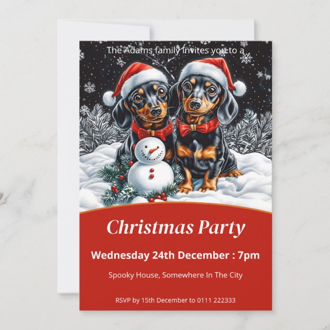 Convite Festa de Natal Dachshances e Snowman (Frente)