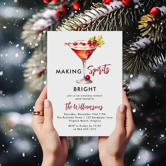 Convite Festa de Natal das Bebidas Festivas (Making Spirits Bright - Holiday Party Invitation)