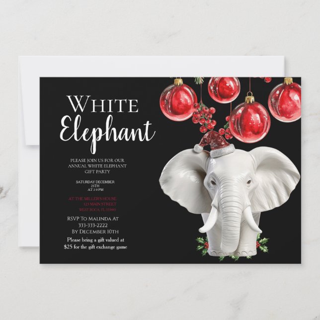Convite Festa de Natal das Crianças Elefante Branco (Frente)