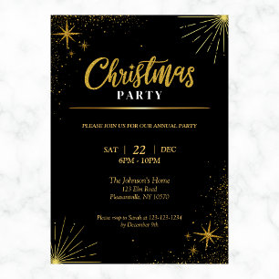 Convite Festa de Natal das Estrelas Douradas Modernas