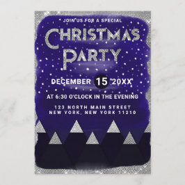 Convite Festa de Natal das Montanhas de Neve Blue Silver d