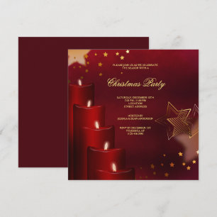 Convite Festa de Natal das Velas de Natal e Estrelas de Ou