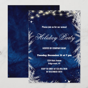 Convite Festa de Natal de 2025, em azul e branco