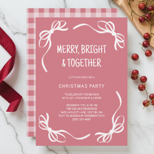 Convite Festa de Natal de Amigos Desenhados à Mão Rosa