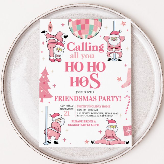 Convite Festa de Natal de Amizade de papais noeis (Friendsmas Funny Santa Christmas Party Invitation)