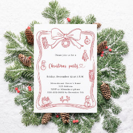 Convite Festa de Natal de arco vermelho desenhado à mão