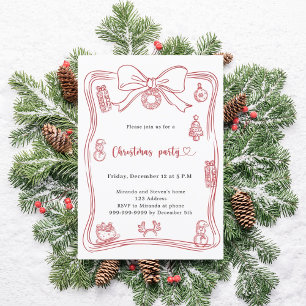 Convite Festa de Natal de arco vermelho desenhado à mão