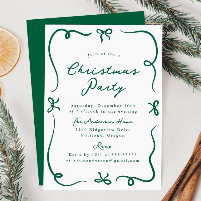 Convite Festa de Natal de Arcos Verdes Desenhados à Mão (Criador carregado)