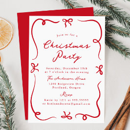 Convite Festa de Natal de Arcos Vermelhos Desenhados à Mão