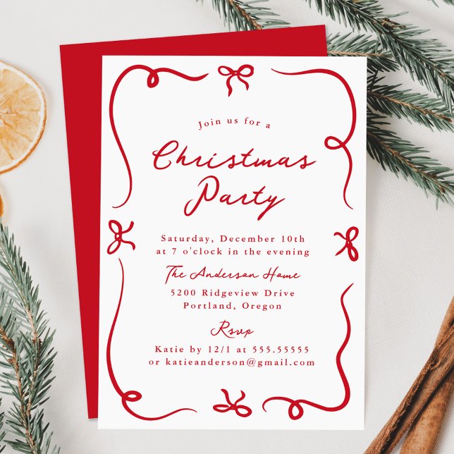 Convite Festa de Natal de Arcos Vermelhos Desenhados à Mão (Criador carregado)