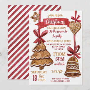 Convite Festa de Natal de Biscoito de Gengibre