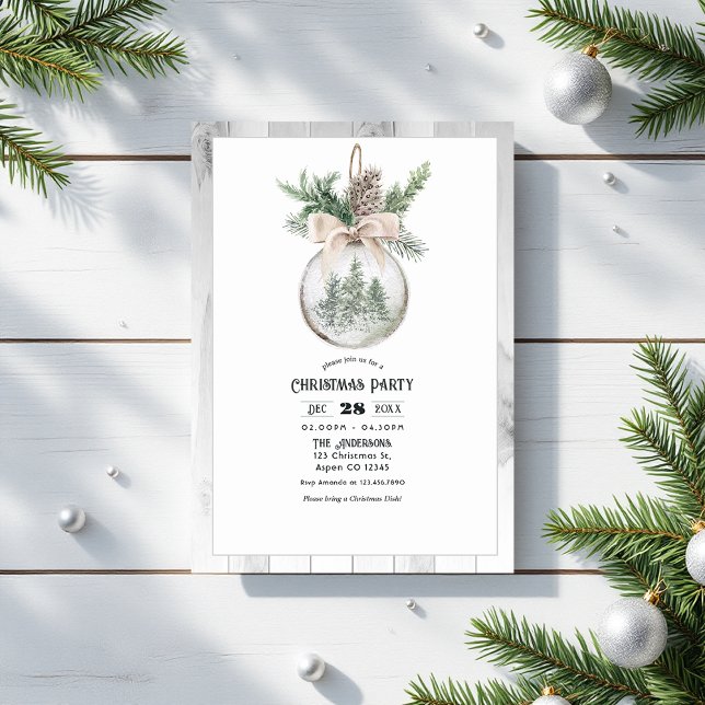 Convite Festa de Natal de Boho com Aquarela Neutral (Neutral Watercolor Boho Christmas Party Invitation)