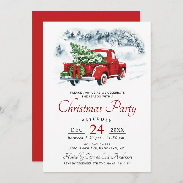 Convite Festa de Natal de Caminhão da Fazenda Vermelha Vin (Frente/Verso)