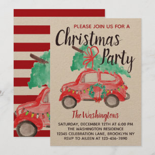 Convite Festa de Natal de Caminhão Vermelho de Car Vermelh