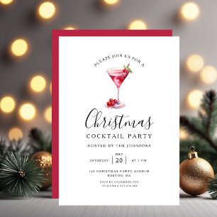 Convite Festa de Natal de Cocktail de Férias Elegante
