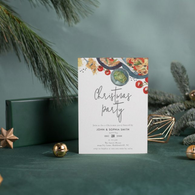 Convite Festa de Natal de Comida de Aquarela (Criador carregado)