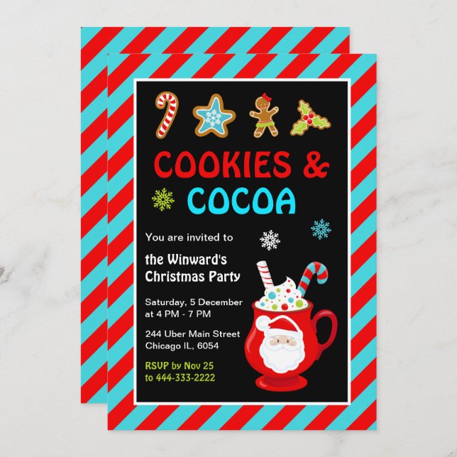 Convite Festa de Natal de Cookies e Cacau Quente (Frente/Verso)