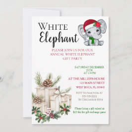 Convite Festa de Natal de Elefante Branco para Crianças Mo