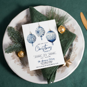 Convite Festa de Natal de Estilos Nórdicos Azuis Modernos