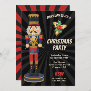 Convite Festa de Natal de Feriado Vermelho e Azul