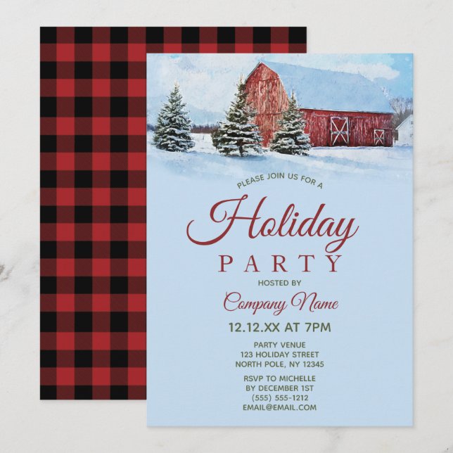 Convite Festa de Natal de Férias Corporativas da Floresta  (Frente/Verso)