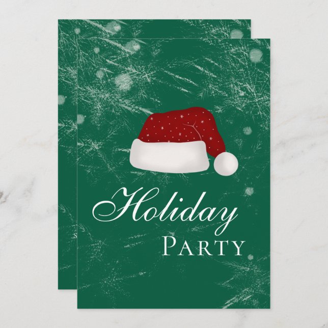 Convite Festa de Natal de Férias de Chapéu de papai noel I (Frente/Verso)