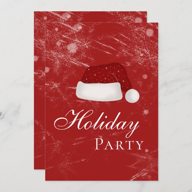 Convite Festa de Natal de Férias de Chapéu de papai noel I (Frente/Verso)