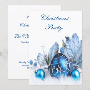 Convite Festa de Natal de Férias na moda Azul e Prata