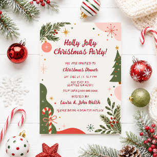 Convite Festa de Natal de Férias Retro Fofa