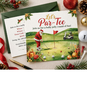 Convite Festa de Natal de Golfe Vamos Par tee com Papai No