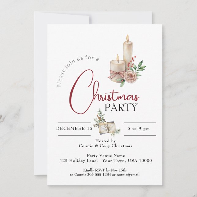 CONVITE FESTA DE NATAL DE HOLIDAY CANDLE (Frente)